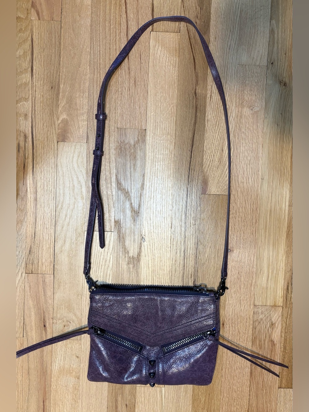 Botkier Plum Leather Crossbody Bag with adjustable strap